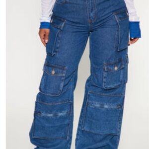 Fashion Nova Blue Flare Wide Leg Jeans